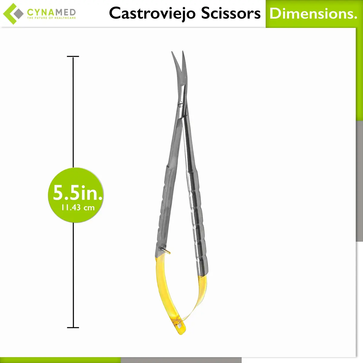 Cynamed TC Castroviejo Micro Scissor with Tungsten Carbide Inserts and Gold Ends - Premium Grade Instrument 13.97 cm (5.5 in.) Curved Blades - view 3