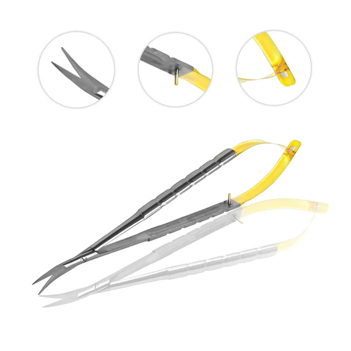 Cynamed TC Castroviejo Micro Scissor with Tungsten Carbide Inserts and Gold Ends - Premium Grade Instrument 13.97 cm (5.5 in.) Curved Blades - view 4