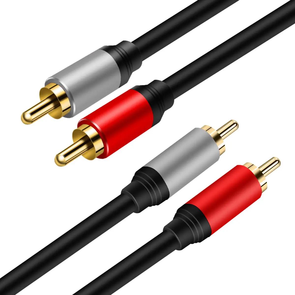 Tan QY 2RCA to 2RCA Stereo Audio Cable 1.8m (6Ft) | Gold-Plated Connectors for Clear Sound - view 2