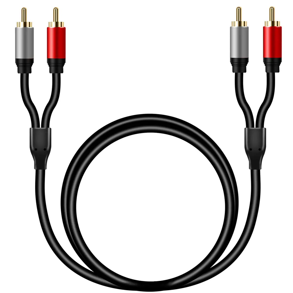 Tan QY 2RCA to 2RCA Stereo Audio Cable 1.8m (6Ft) | Gold-Plated Connectors for Clear Sound - view 3