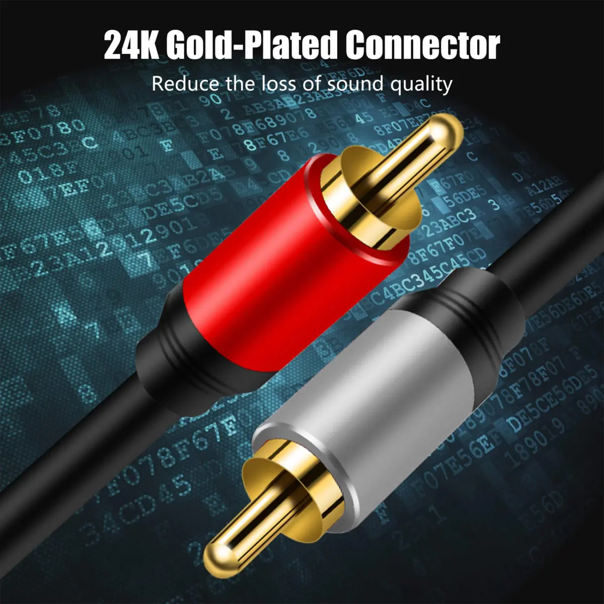 Tan QY 2RCA to 2RCA Stereo Audio Cable 1.8m (6Ft) | Gold-Plated Connectors for Clear Sound - view 4