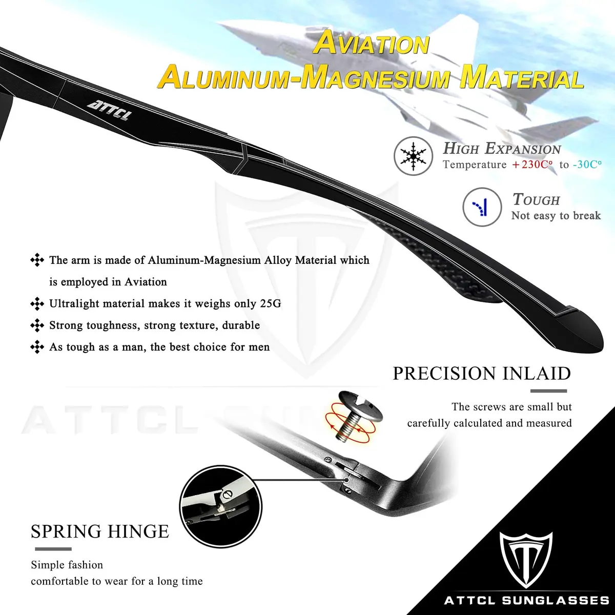 ATTCL Polarized UV Protection Sports Fishing Driving Sunglasses for Men Al-Mg Metal Frame Ultra Light 8585 Blue | Wrap Around Design - view 4