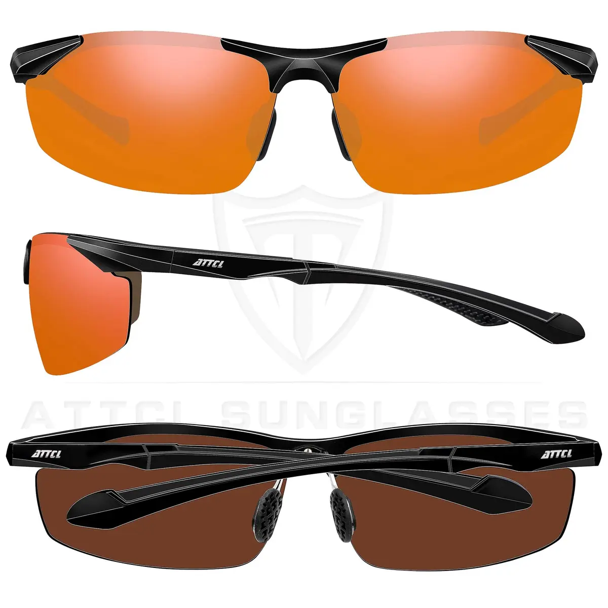 ATTCL Polarized UV Protection Sports Sunglasses for Men, Red/Mirrored Lens (64mm Lens Width) | Wrap-Around Design for Cycling & Driving - view 3