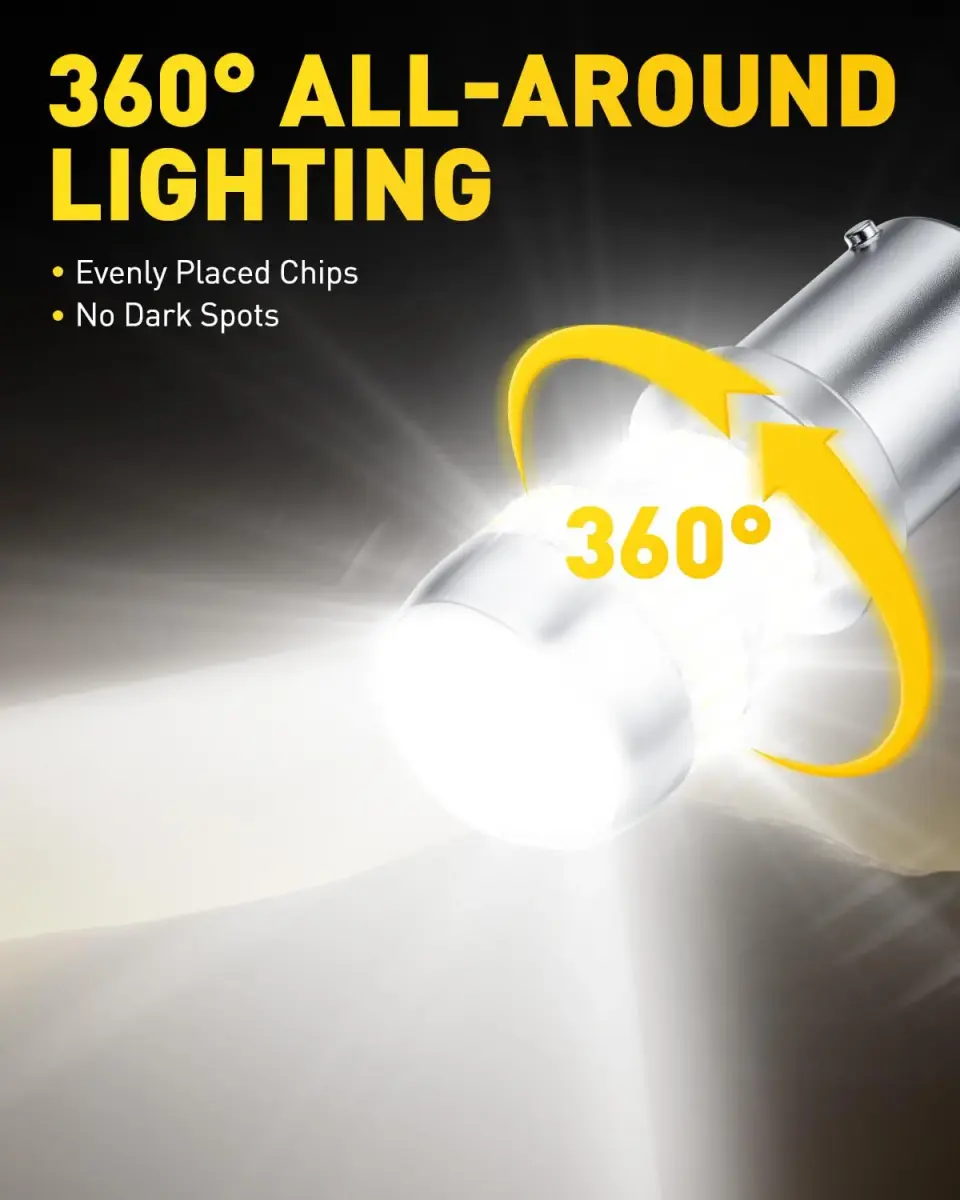 AUXITO 1156 LED Bulb White 6000K 1300LM 5.5W BA15S P21W (Pack of 2) | Brighter Backup & Tail Light Upgrade - view 3