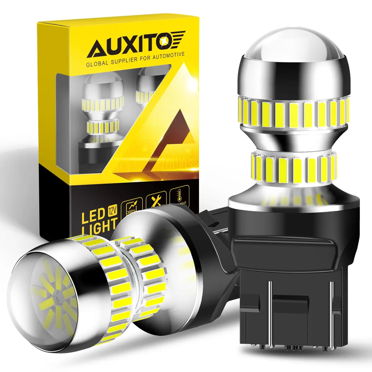 AUXITO 7443 LED Bulbs for Reverse Lights Brake Tail Lights 6000K White (2-Pack, 1300LM per bulb) | Brighter, Energy-Saving Replacement - main product image