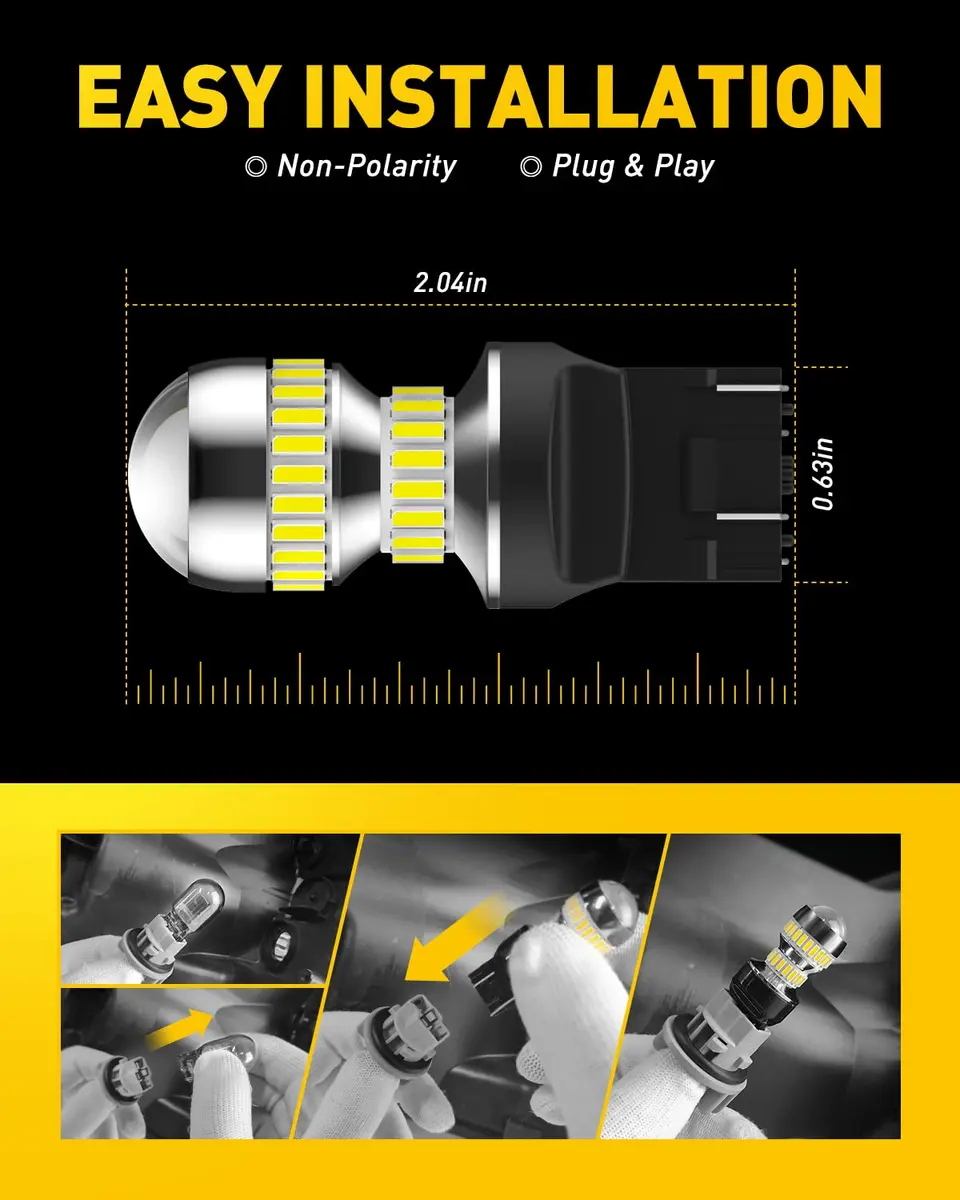 AUXITO 7443 LED Bulbs for Reverse Lights Brake Tail Lights 6000K White (2-Pack, 1300LM per bulb) | Brighter, Energy-Saving Replacement - view 7