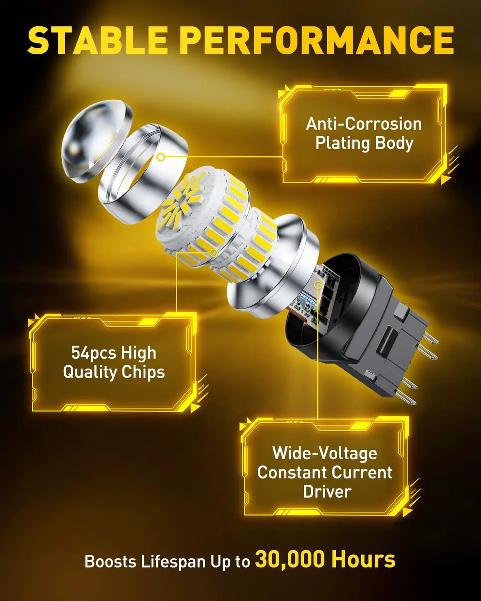AUXITO 7443 LED Bulbs for Reverse Lights Brake Tail Lights 6000K White (2-Pack, 1300LM per bulb) | Brighter, Energy-Saving Replacement - view 8