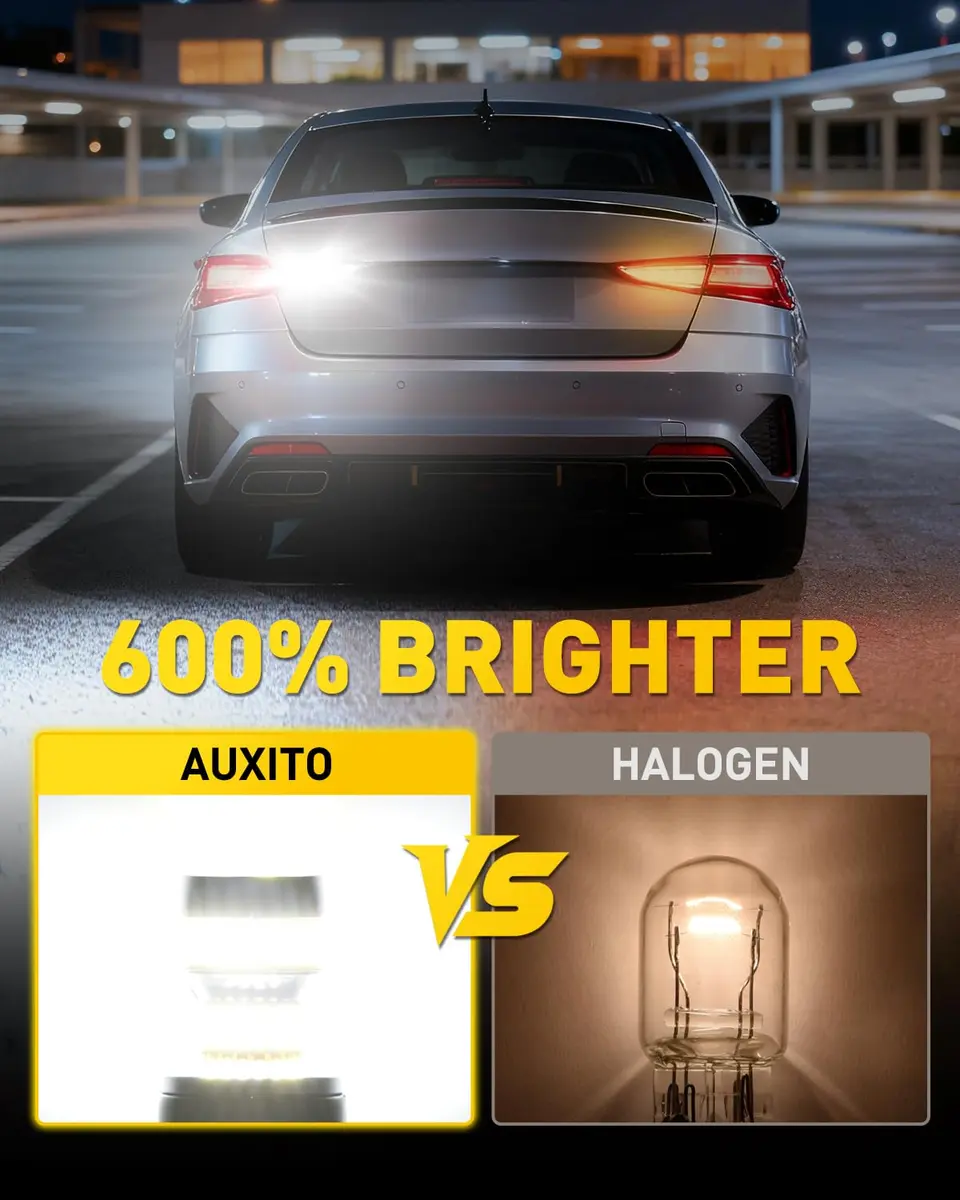 AUXITO 7443 LED Bulbs for Reverse Lights Brake Tail Lights 6000K White (2-Pack, 1300LM per bulb) | Brighter, Energy-Saving Replacement - view 3