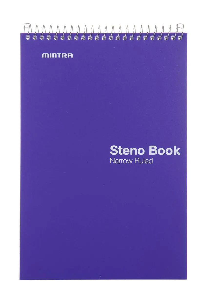 Mintra Office Steno Book - (BRIGHTS - Purp/Wht/Teal/Orange) - Poly Cover, 6in x 9in, 100 sheets, Narrow Ruled for Writing Notes for school, office, work, 6x9 steno notepad, top bound spiral notebook (8 PACK) - view 5