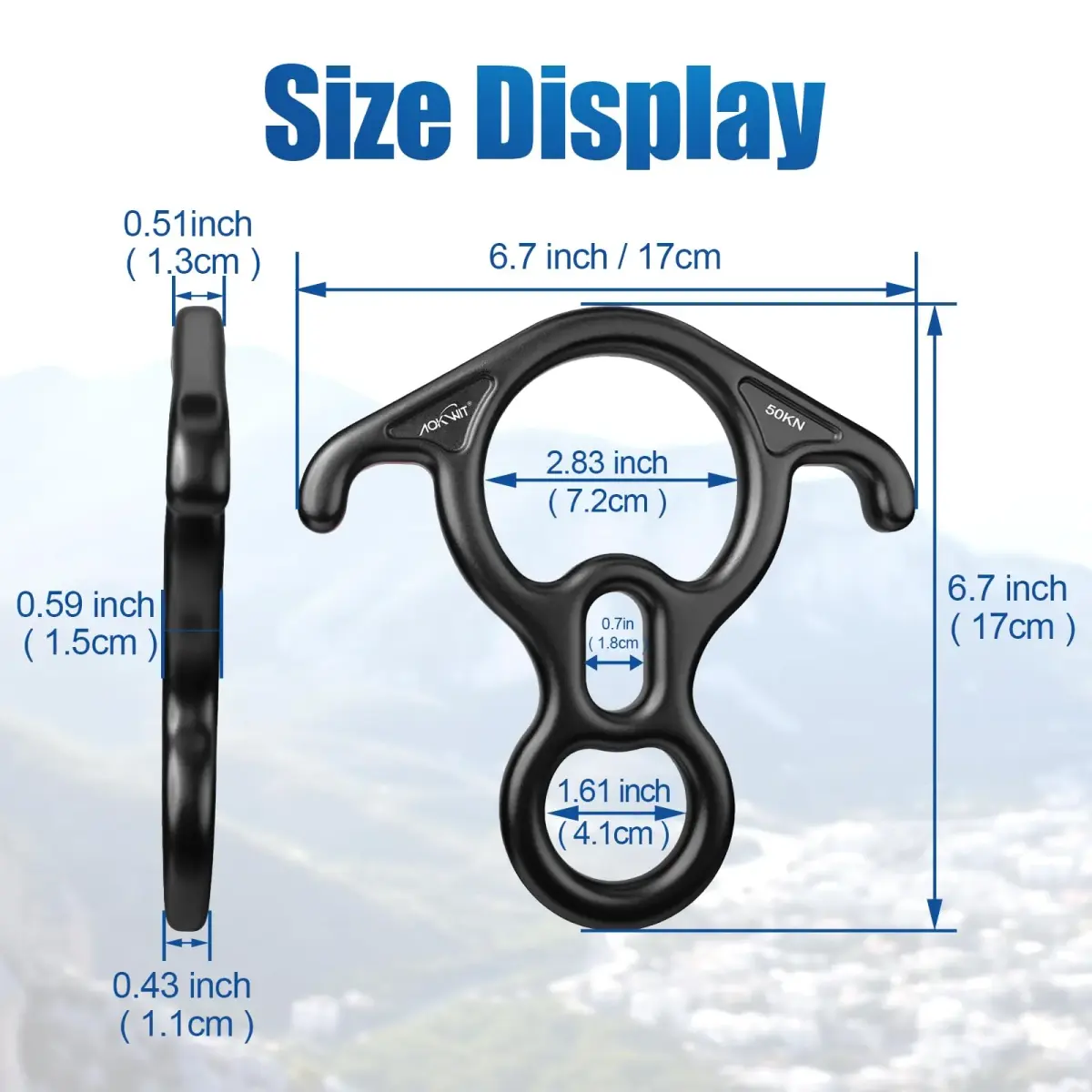 AOKWIT 50KN Rescue Figure 8 Descender 282g (9.9 oz) | Bent-Ear Belay Device for Climbing & Rescue - view 8