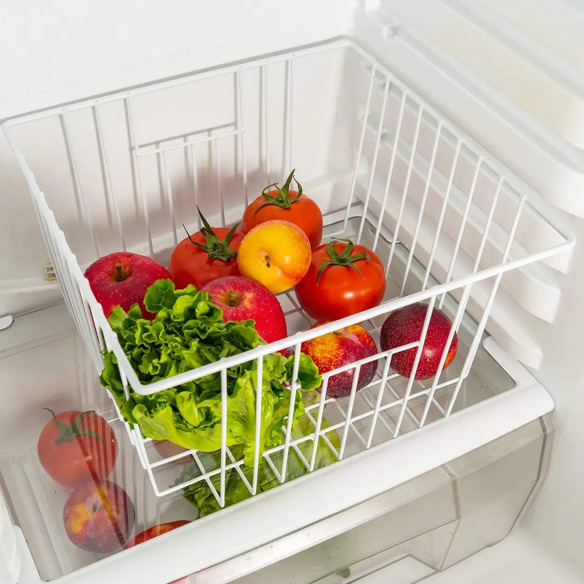 Slideep Freezer Baskets Storage Basket Organizers 11"L x 10"W x 5.5"H | Deep Wire Farmhouse Bins with Handles (4 Pack) - view 4