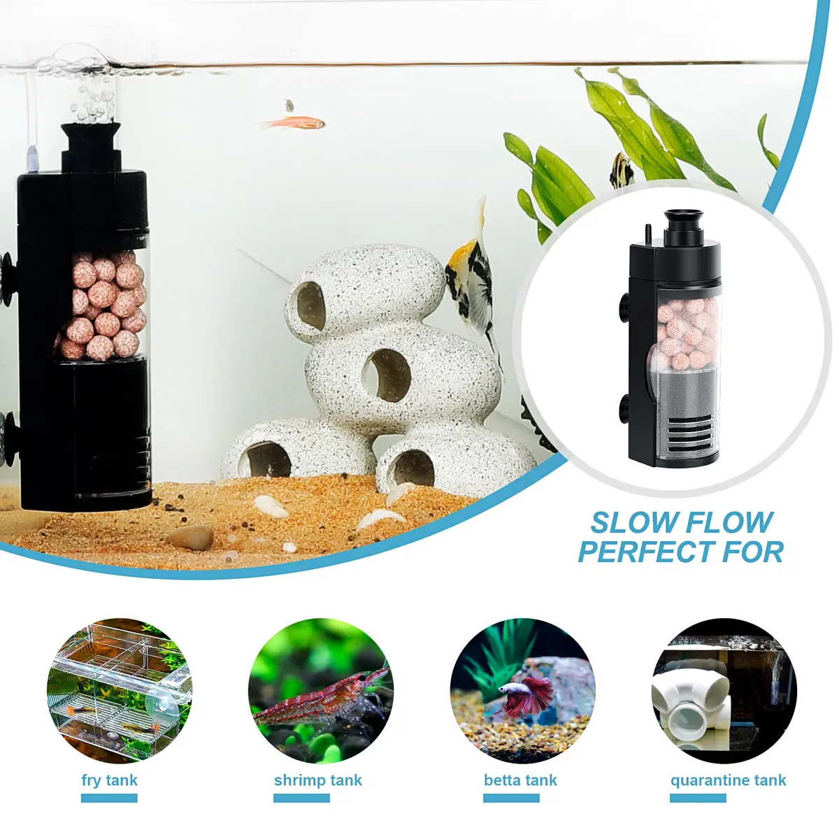 hygger Small Aquarium Bio Sponge Filter Large | 6-20 Gallon Fish Tank Filter for Breeding Fry Betta Shrimp - view 3