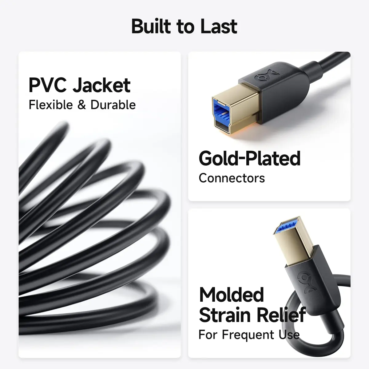 Cable Matters USB C to USB B 3.0 Cable 2m (6.6ft) Black | 5Gbps Data Transfer - view 6