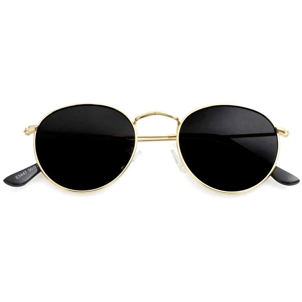 Kursan Small Round Metal Polarized Sunglasses for Men Women Mirrored Lens Classic Circle Sun Glasses (Gold Frame/Black Lens) | UV400 polarized - view 7