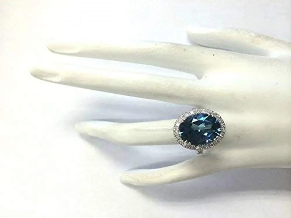 Lzz Sterling Silver Blue Topaz Ring | Elegant Oval Cut Statement Jewelry Size 9 - view 4
