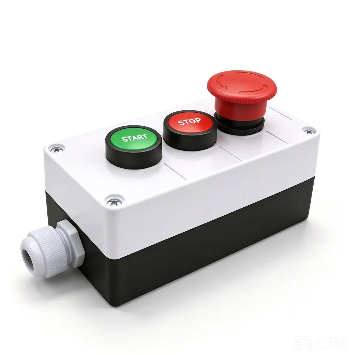 mxuteuk Red Electronic Switch with Emergency Stop & Momentary Start/Stop Buttons | 1NC 1NO Panel Mount - view 2