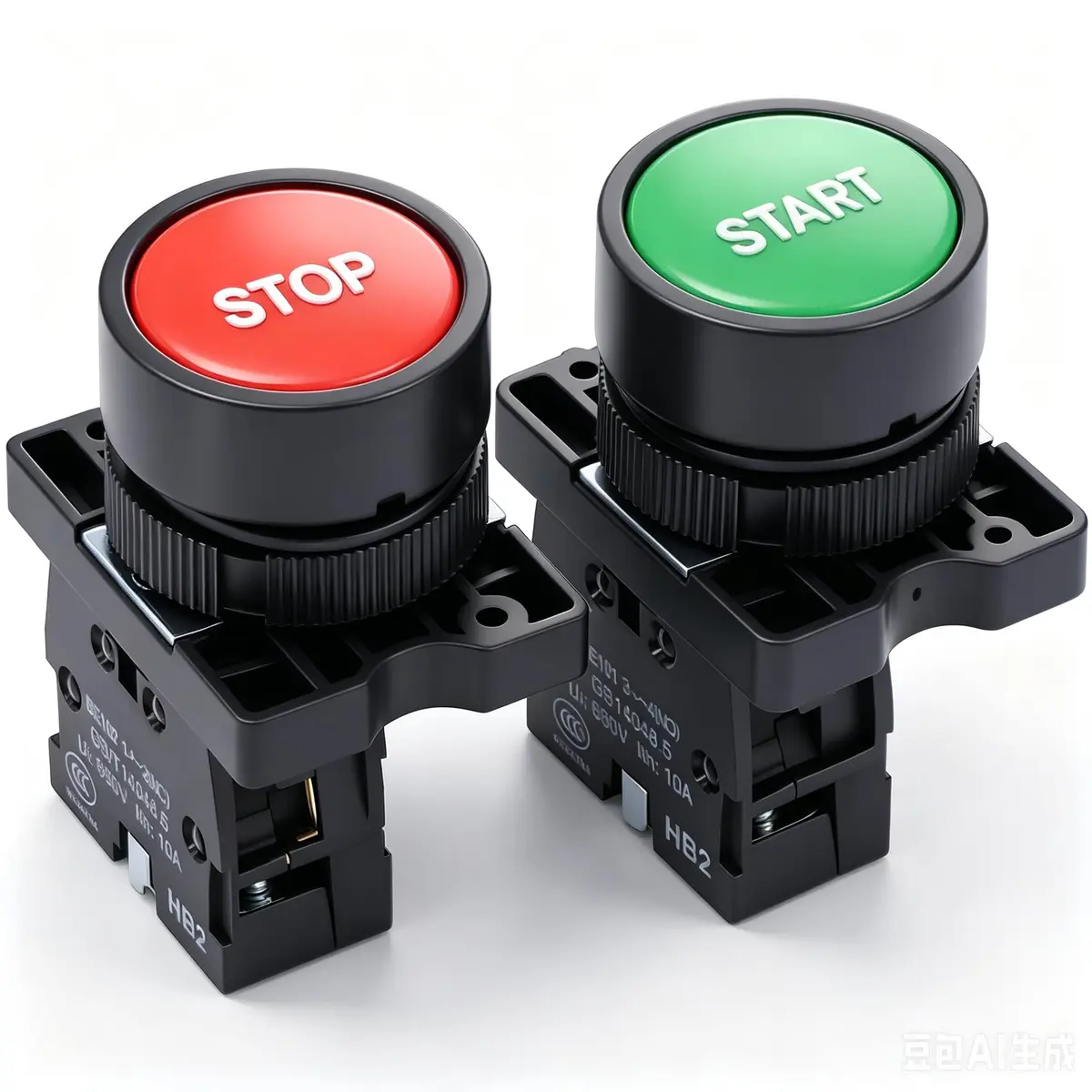 mxuteuk Red Electronic Switch with Emergency Stop & Momentary Start/Stop Buttons | 1NC 1NO Panel Mount - view 4