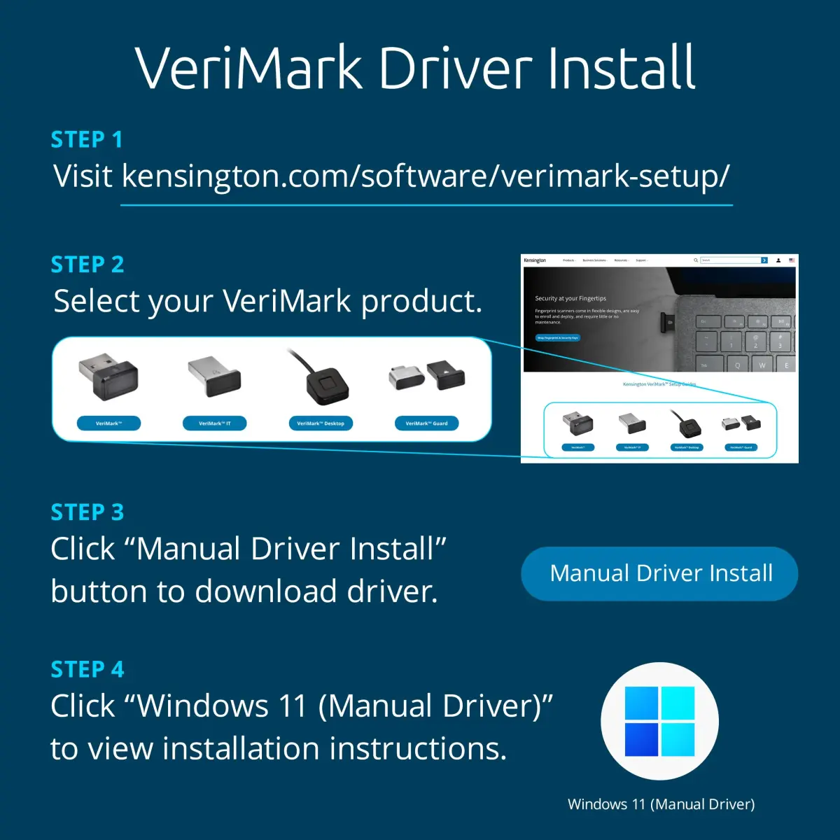 Kensington VeriMark Gen2 USB-A Fingerprint Key Reader | Windows Hello & Business, Tap and Go, Anti-Spoofing - view 6