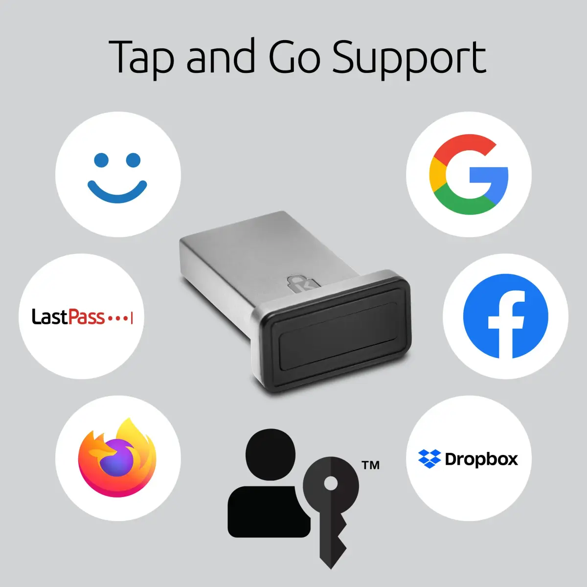 Kensington VeriMark Gen2 USB-A Fingerprint Key Reader | Windows Hello & Business, Tap and Go, Anti-Spoofing - view 2