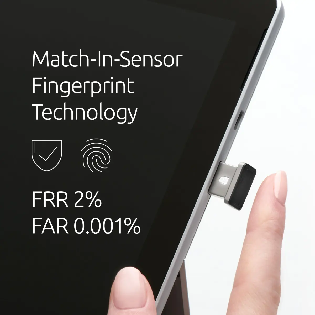 Kensington VeriMark Gen2 USB-A Fingerprint Key Reader | Windows Hello & Business, Tap and Go, Anti-Spoofing - view 3
