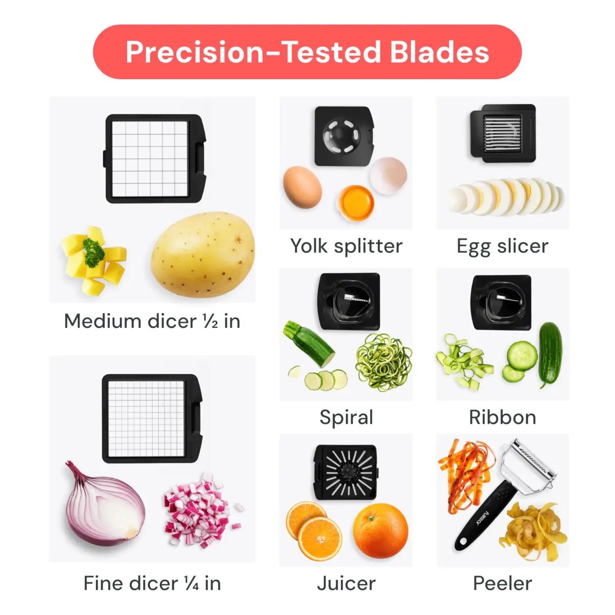 Fullstar Original Pro Chopper 1.2L (4-Cup) | Manual Vegetable Chopper with Container & Stainless Steel Blades - view 4