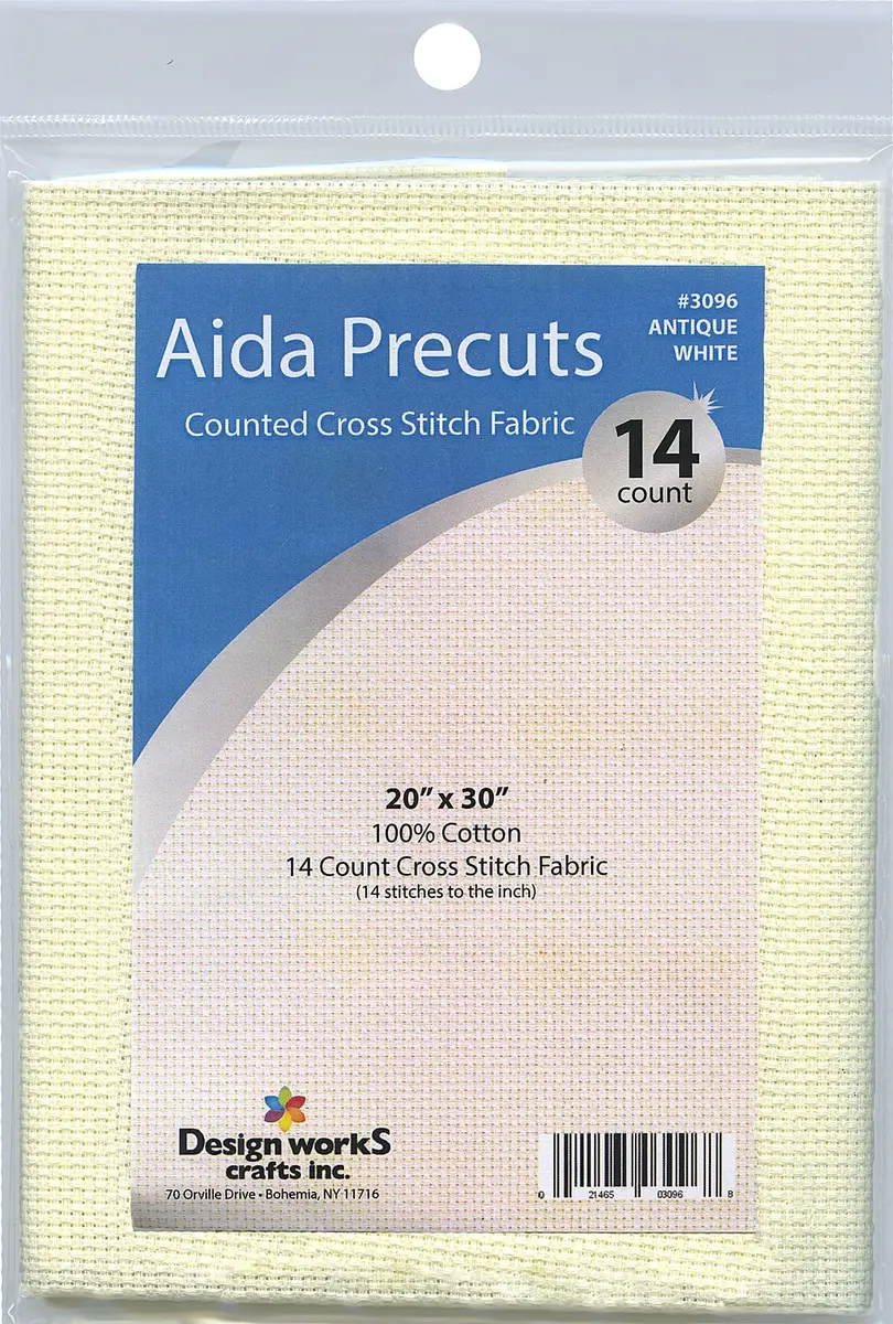 Design Works Crafts 14 Count Aida Fabric 50cm x 76cm (20" x 30") | Antique White Cotton for Cross Stitch - main product image