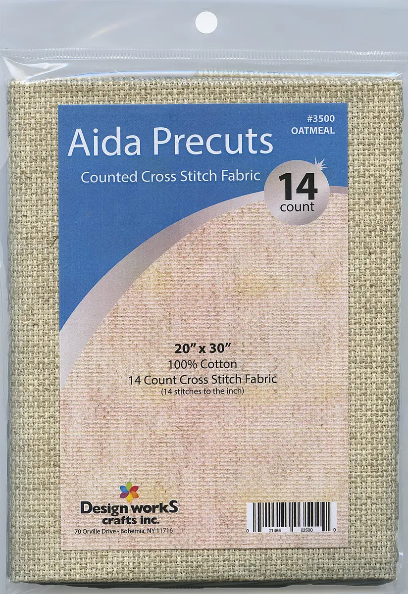 Design Works Crafts 14 Count Aida Fabric Oatmeal 50.8cm x 76.2cm (20" x 30") | Pre-Cut for Counted Cross Stitch - main product image