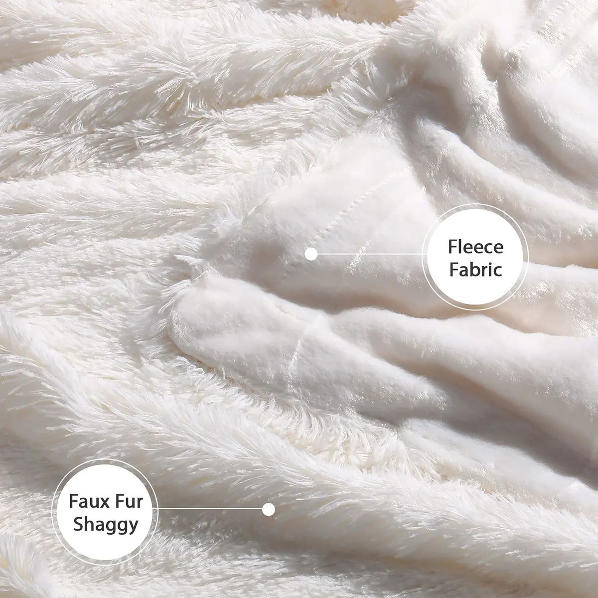 Tuddrom Decorative Faux Fur Throw Blanket 127x152 cm (50"x60") | Soft Fuzzy Plush Microfiber Fleece for Couch Sofa Bedroom - view 6
