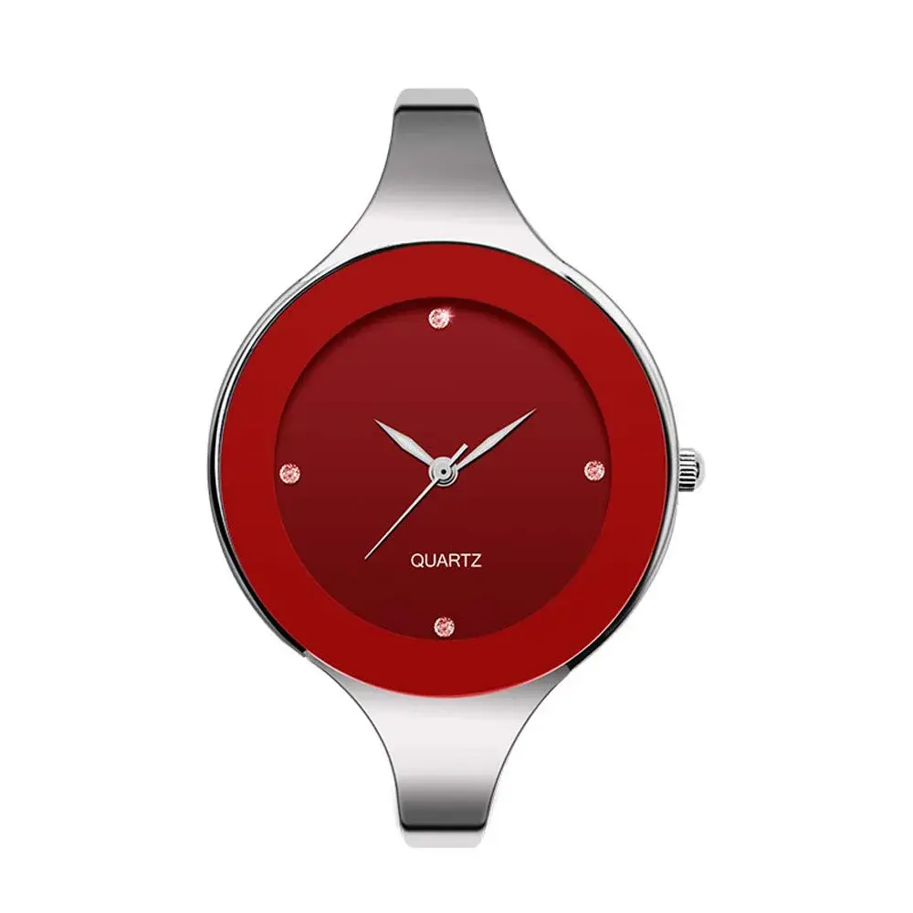 Weicam Women's Analog Quartz Watch with Red Dial & Crystal Embellishments | 40mm Case, 3ATM Water-Resistant - main product image