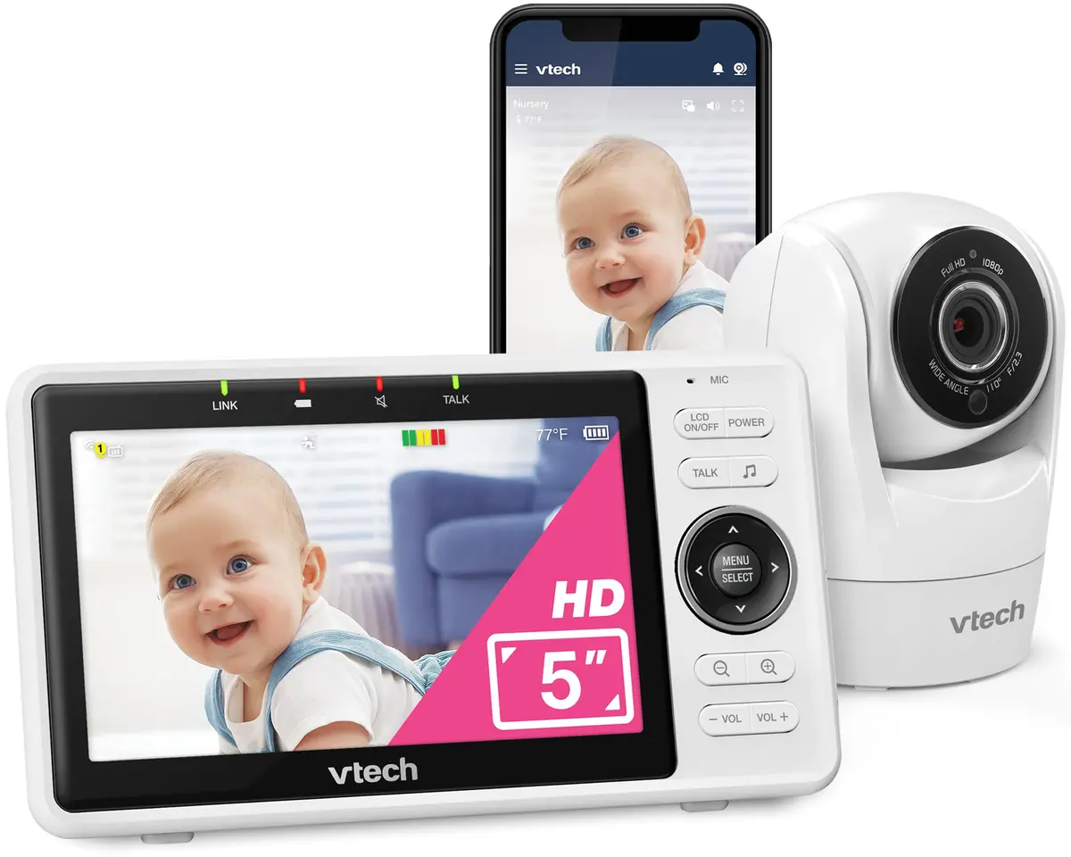 VTech VM901 Smart WiFi Baby Monitor with 5" Screen & 1080p Camera | Pan-Tilt-Zoom, Night Vision, Two-Way Talk - main product image