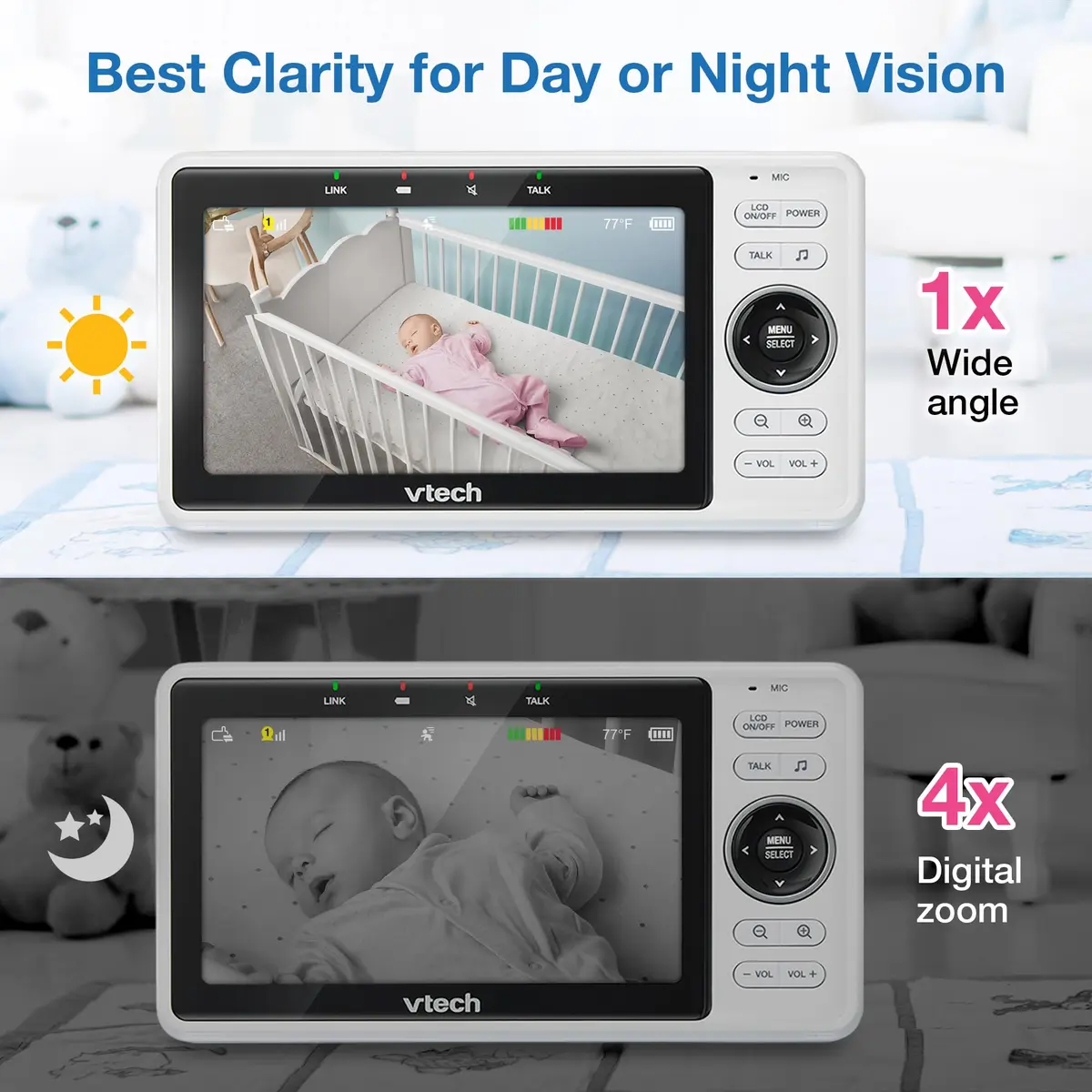 VTech VM901 Smart WiFi Baby Monitor with 5" Screen & 1080p Camera | Pan-Tilt-Zoom, Night Vision, Two-Way Talk - view 3