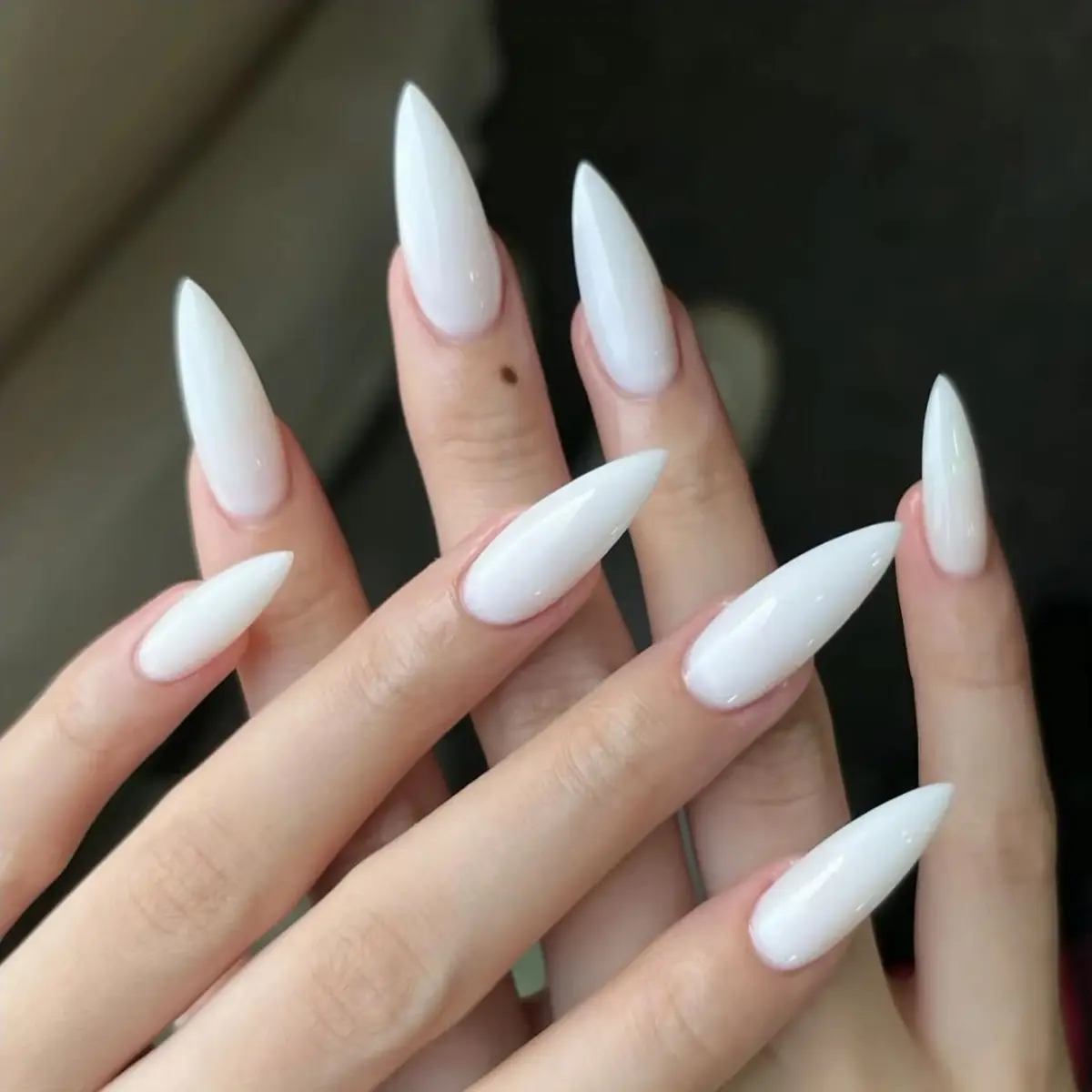 MISUD Press on Nails - Long Stiletto White Acrylic 24 pcs | Easy Glue-On Nails for Women & Teens - view 2