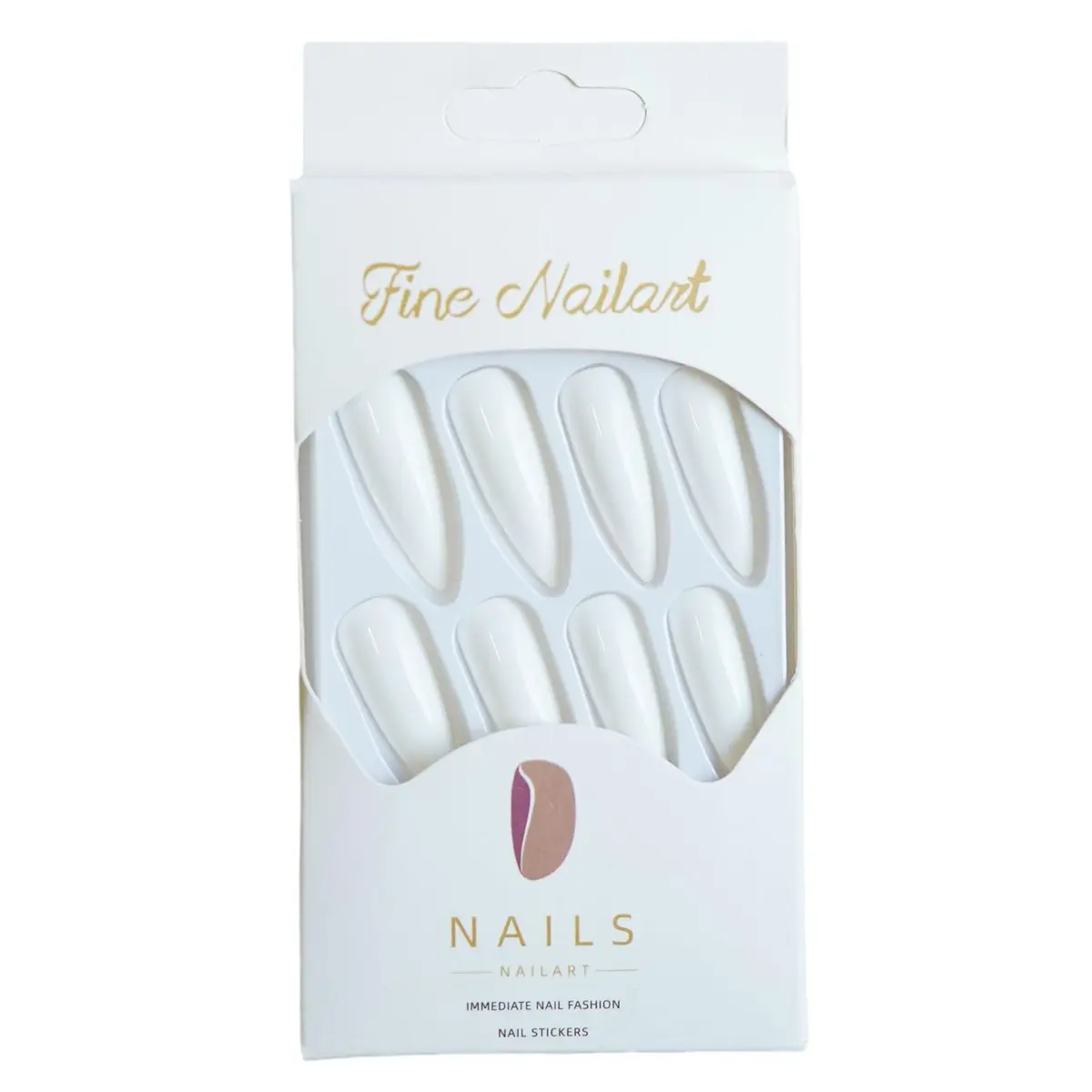 MISUD Press on Nails - Long Stiletto White Acrylic 24 pcs | Easy Glue-On Nails for Women & Teens - view 3