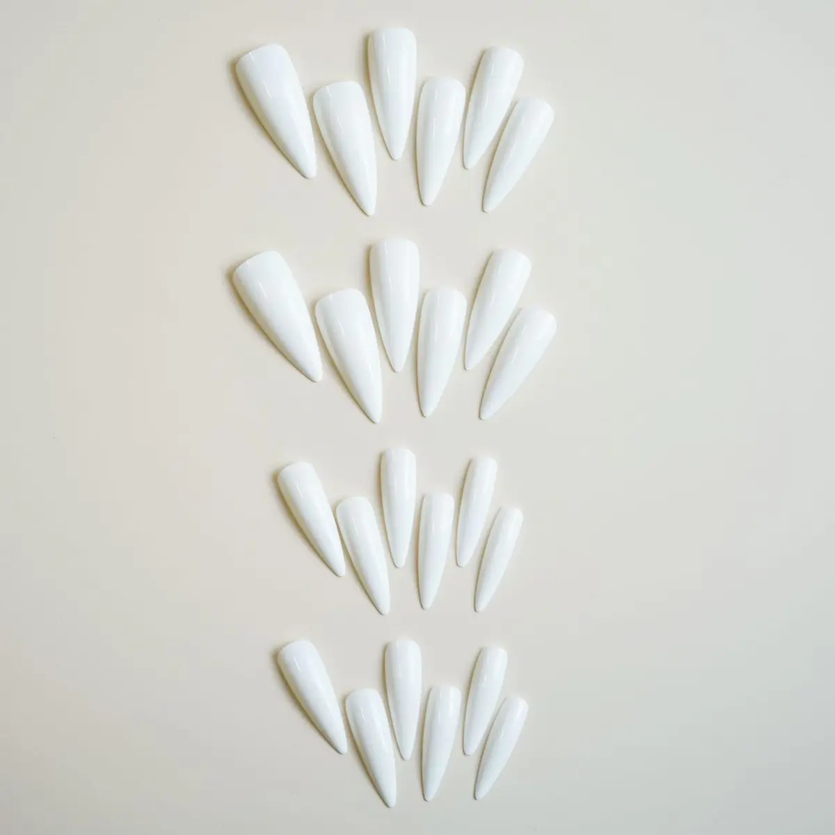 MISUD Press on Nails - Long Stiletto White Acrylic 24 pcs | Easy Glue-On Nails for Women & Teens - view 4