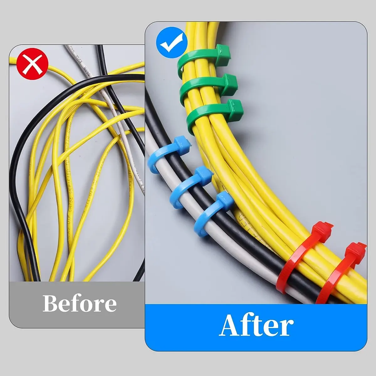 Yi-gog 4 Inch Cable Zip Ties 1200 Pieces (100mm) | Multi-Color Self-Locking Nylon Wire Ties - view 6