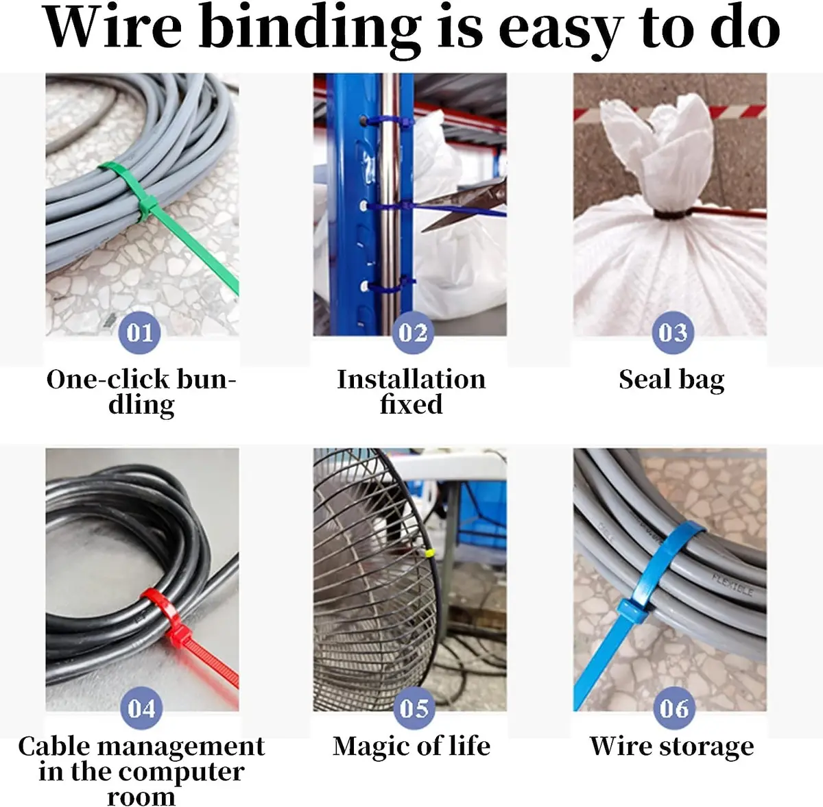 Yi-gog 4 Inch Cable Zip Ties 1200 Pieces (100mm) | Multi-Color Self-Locking Nylon Wire Ties - view 7