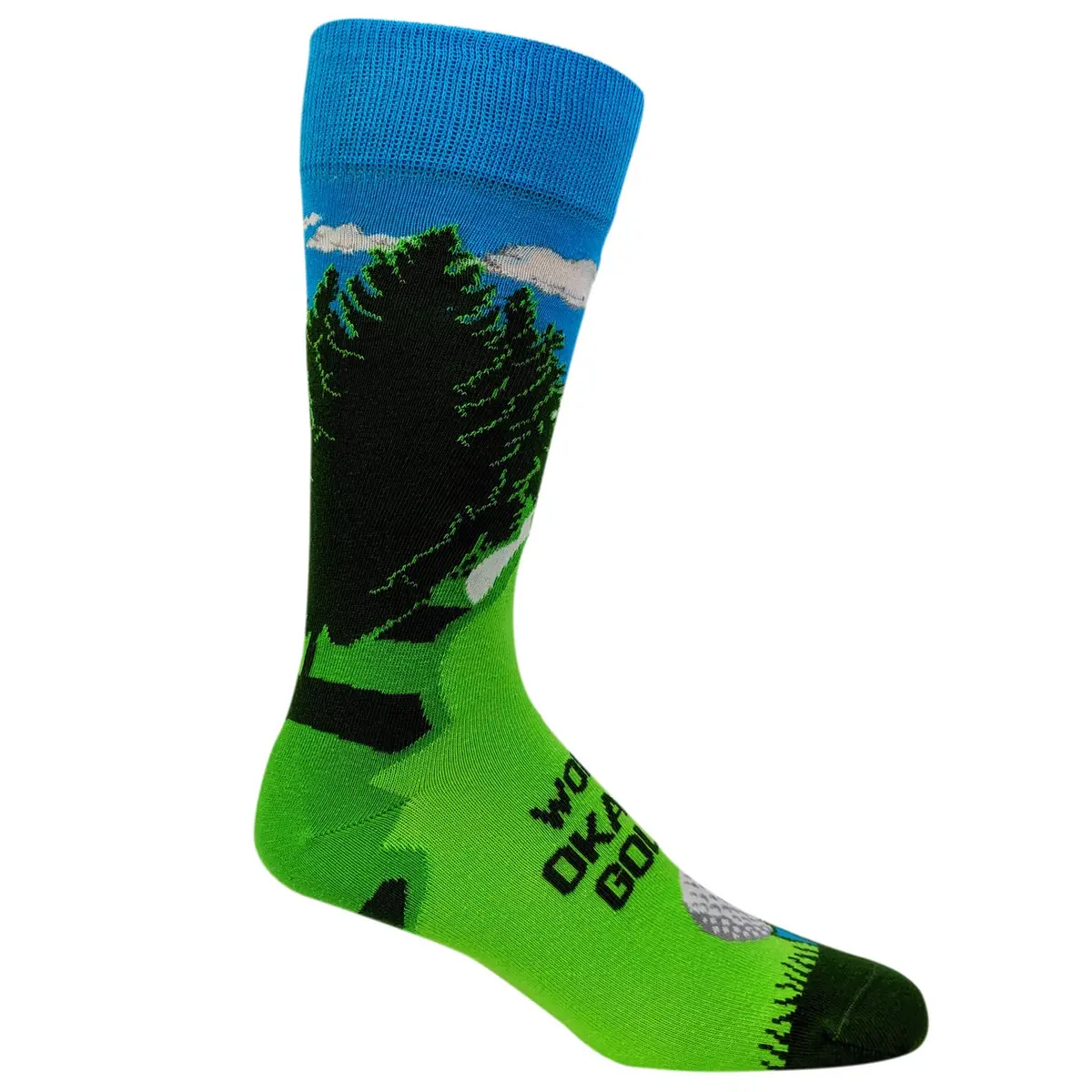Crazy Dog T-Shirts Funny Golf Socks for Men – Worlds Okayest Golfer Crew Socks | Novelty Green Golf Course Design - view 3