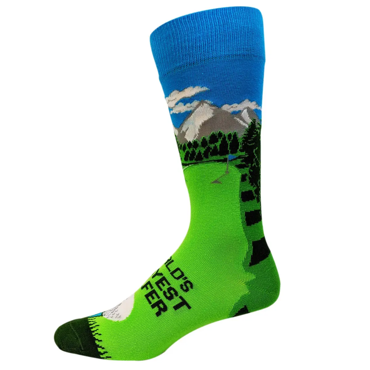 Crazy Dog T-Shirts Funny Golf Socks for Men – Worlds Okayest Golfer Crew Socks | Novelty Green Golf Course Design - view 4