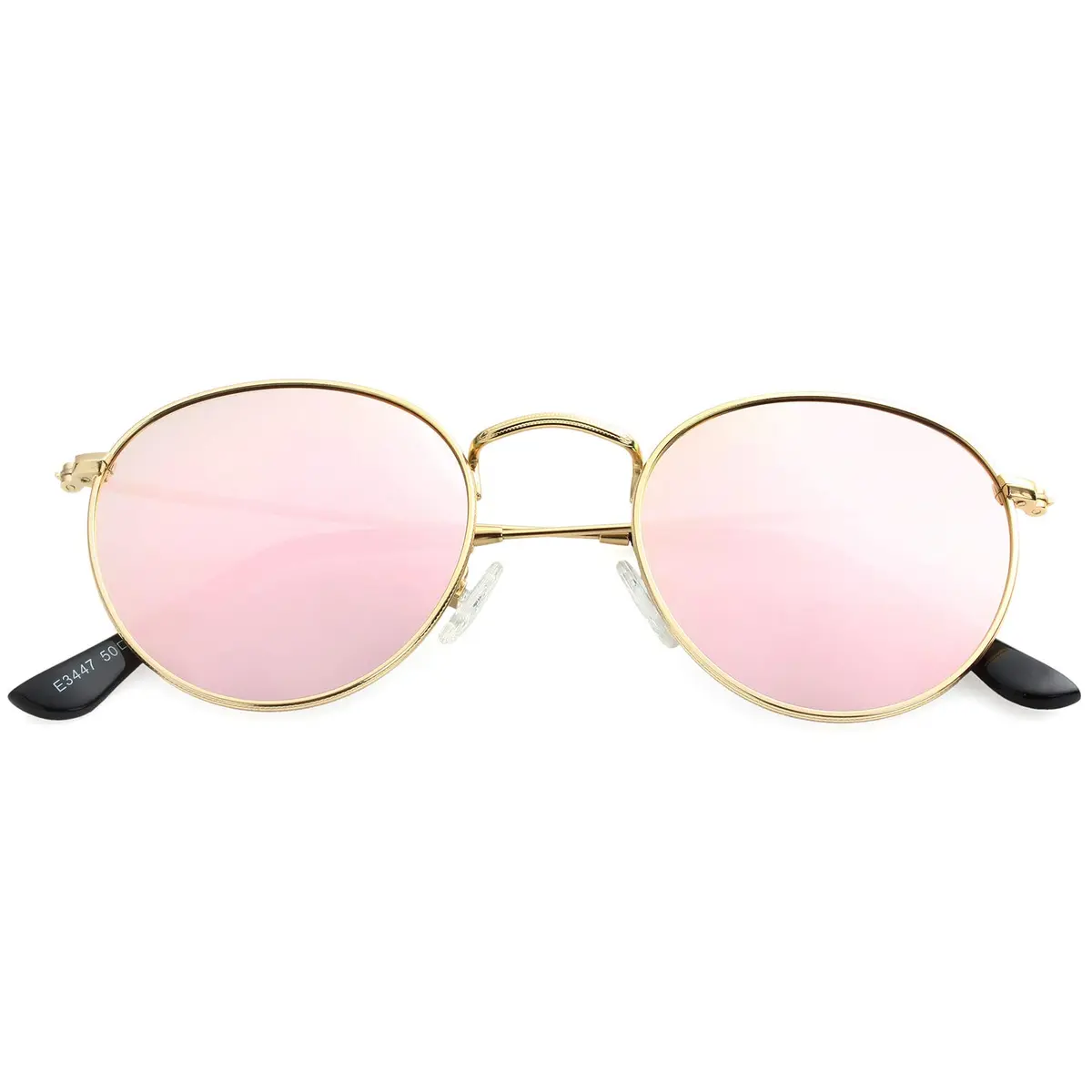 Kursan Small Round Metal Sunglasses for Men Women Mirrored Lens UV400 (Gold Frame/Pink Mirrored) | Classic Circle Sun Glasses - view 5
