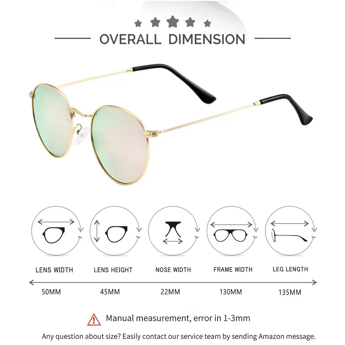 Kursan Small Round Metal Sunglasses for Men Women Mirrored Lens UV400 (Gold Frame/Pink Mirrored) | Classic Circle Sun Glasses - view 6