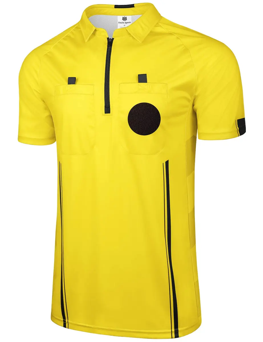 FitsT4 Sports Pro Soccer Referee Jersey Short Sleeve Ref Shirts Yellow XX-Large | Breathable Polyester for Referees - main product image