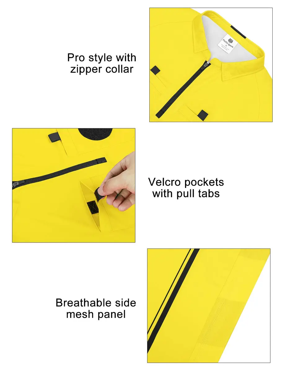 FitsT4 Sports Pro Soccer Referee Jersey Short Sleeve Ref Shirts Yellow XX-Large | Breathable Polyester for Referees - view 5