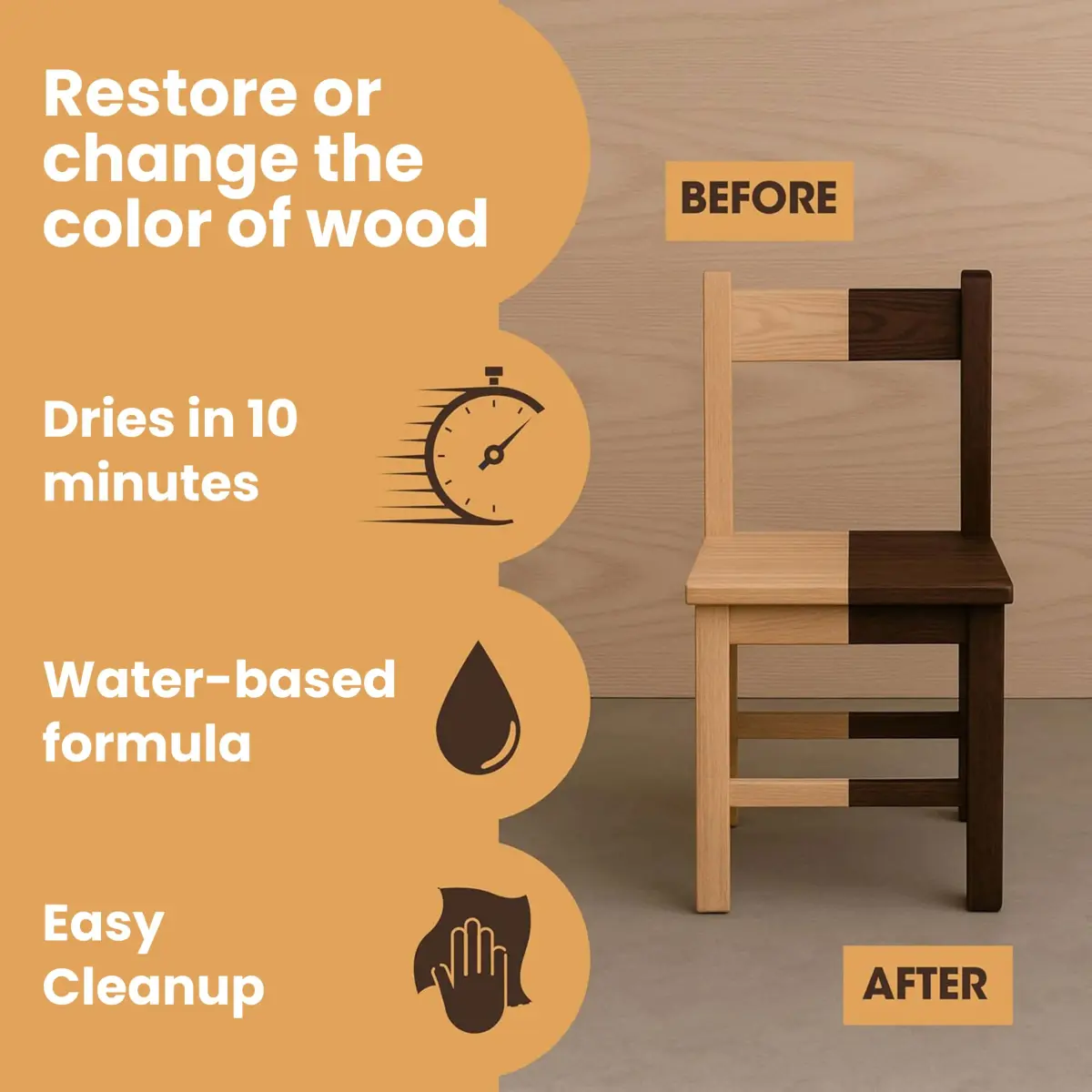 Furniture Clinic White Ash Wood Stain 500ml (17 Fl Oz) | Water Based, Fast Drying, Low Odor - view 3
