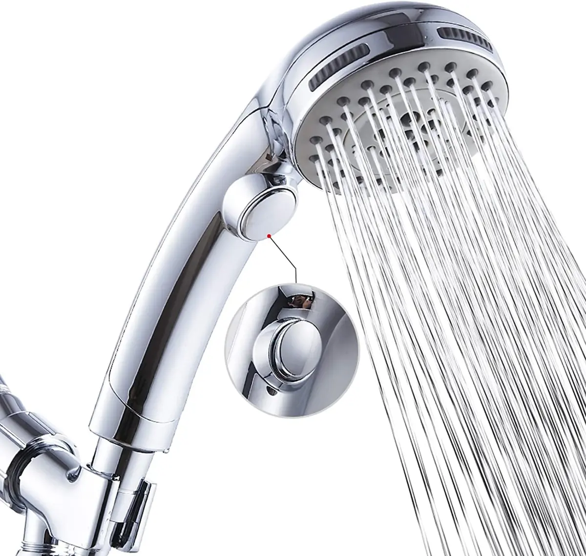 DOILIESE High Pressure Shower Head with Handheld Spray 6 Settings Chrome | 1.8 GPM Flow Rate - main product image