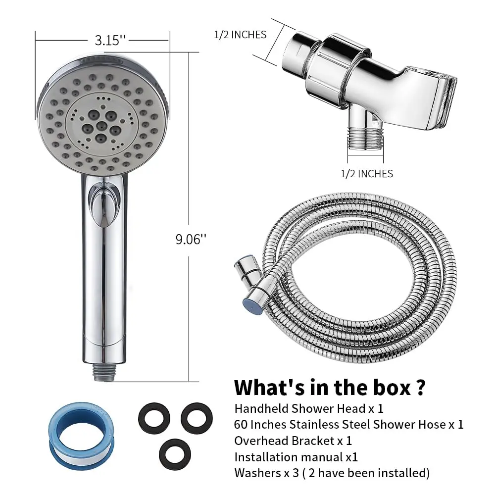 DOILIESE High Pressure Shower Head with Handheld Spray 6 Settings Chrome | 1.8 GPM Flow Rate - view 6