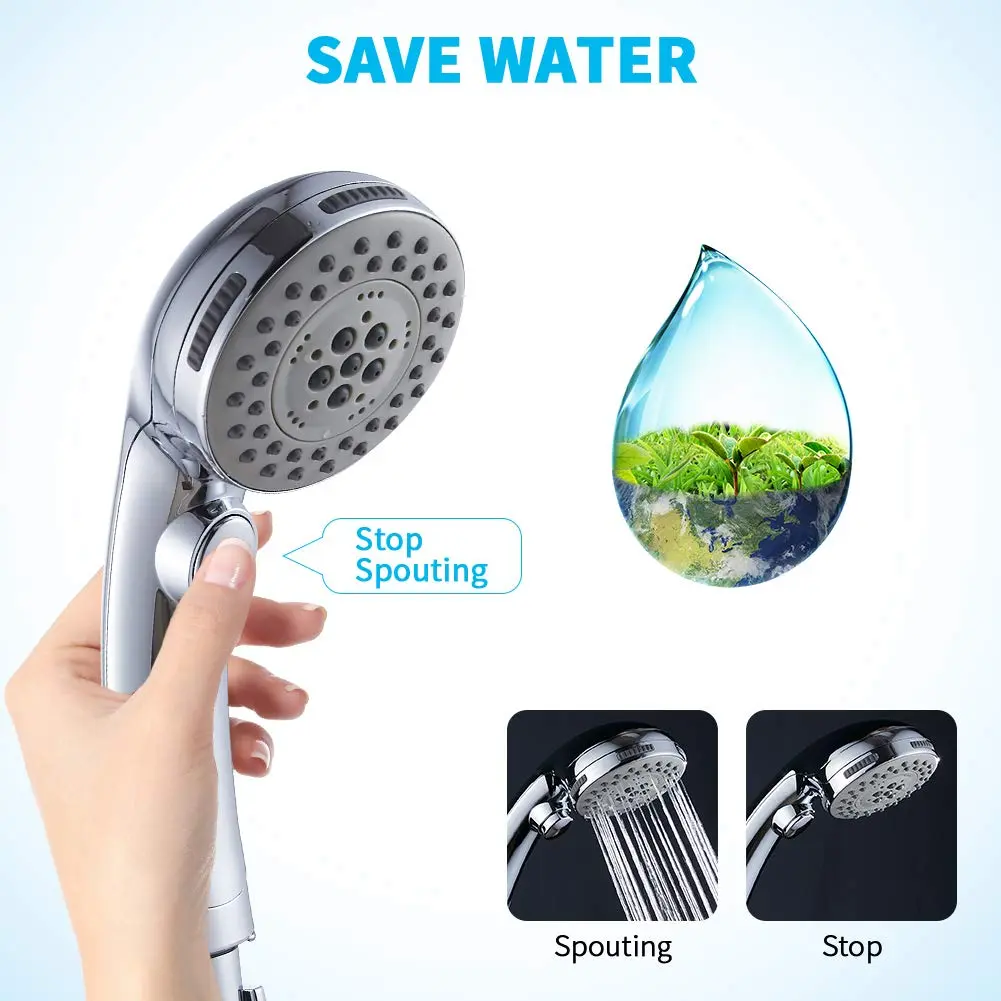 DOILIESE High Pressure Shower Head with Handheld Spray 6 Settings Chrome | 1.8 GPM Flow Rate - view 3