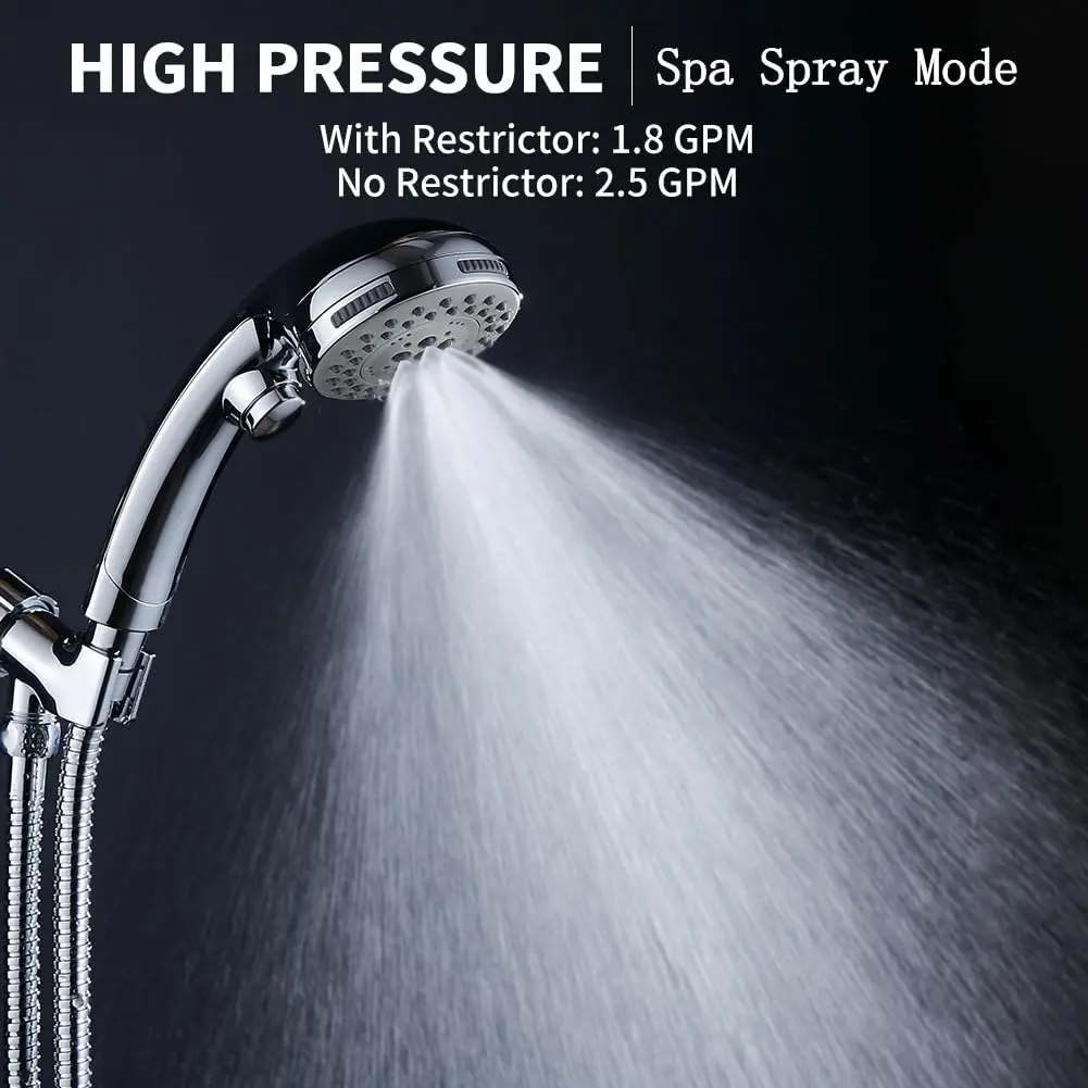 DOILIESE High Pressure Shower Head with Handheld Spray 6 Settings Chrome | 1.8 GPM Flow Rate - view 4