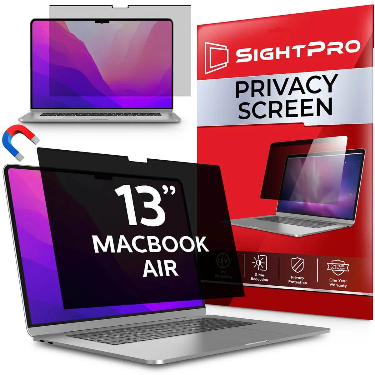 SightPro Magnetic Privacy Screen for MacBook Air 13 Inch (2018-2021, M1) | Protects Screen & Data - main product image