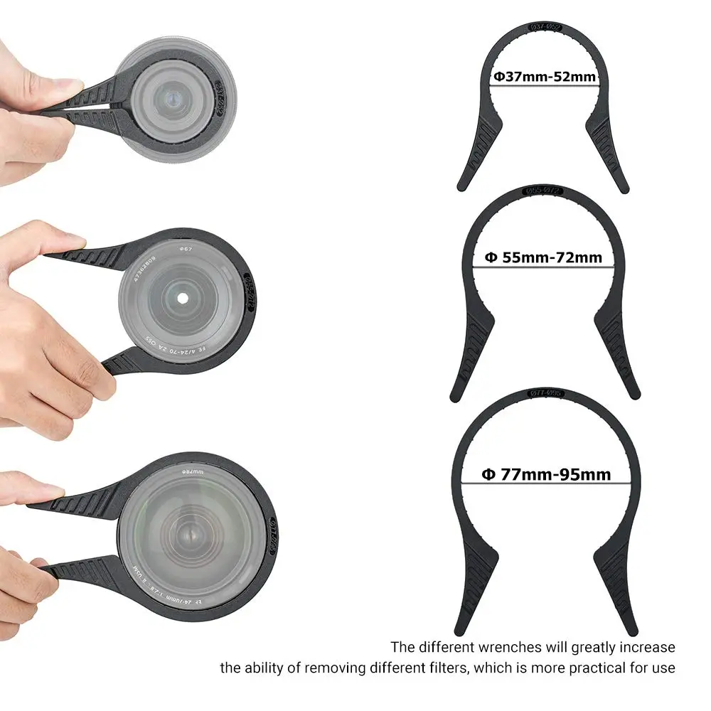 JJC 3-Pack Camera Lens Filter Wrench Kit for 37mm-95mm Threads | Multi-Coated UV ND CPL Filter Removal Tool Set - view 2