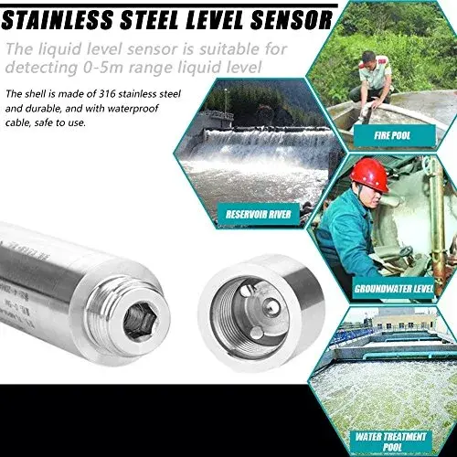 Tangxi DC24V 4-20mA Liquid Level Sensor 0-5m Range | 6m Cable, Steel Probe - view 3